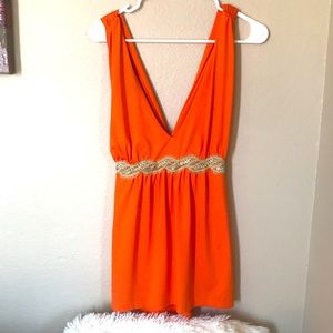 Baluoke Orange Summer Top with Gold Lace XL